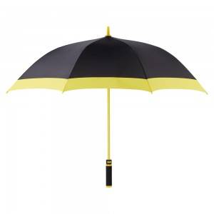 Parapluie de golf 54 pouces à l'épreuve du vent en fibre de verre pleine en noir et jaune d'Ovida