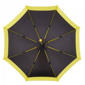 Ombrello da golf da 54 pollici antivento in fibra di vetro nera e gialla Custom Design Ovida