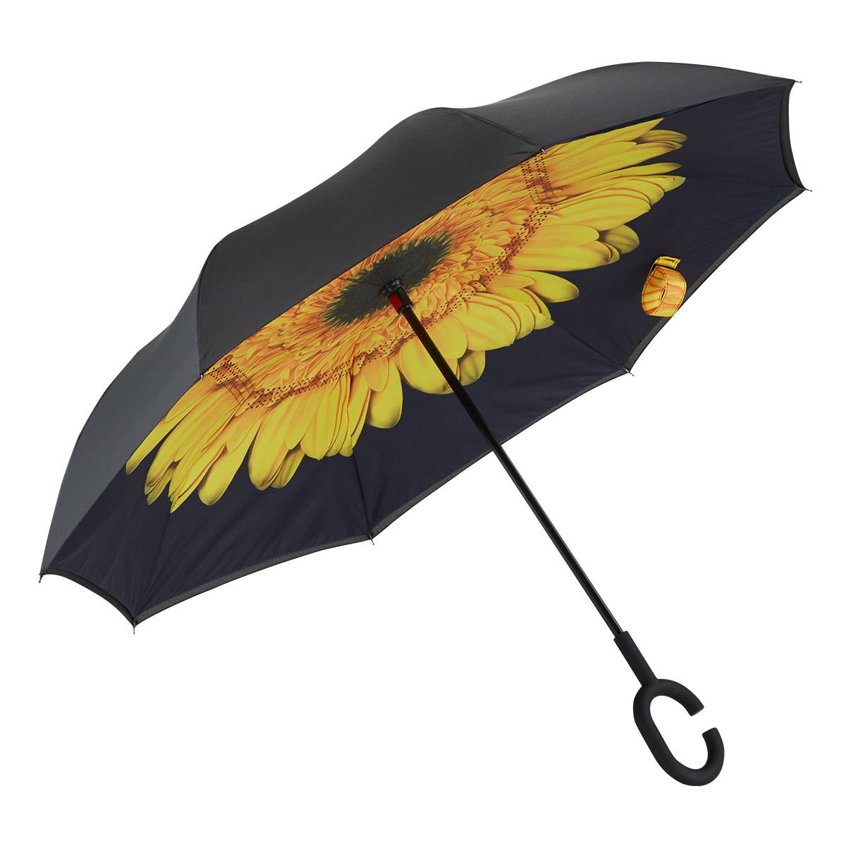 Paraguas inverso de doble capa con mango de gancho en C abierto manual