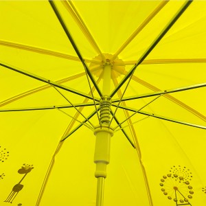 Ovida automatický rovný detský dáždnik s polypongee tkaninou zo sklenených vlákien žltý roztomilý detský dáždnik