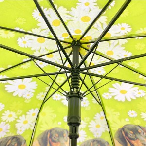 Ovida 17 pulgadas Tela Pongee eje de metal cromado lindo patrón de perro paraguas para niños