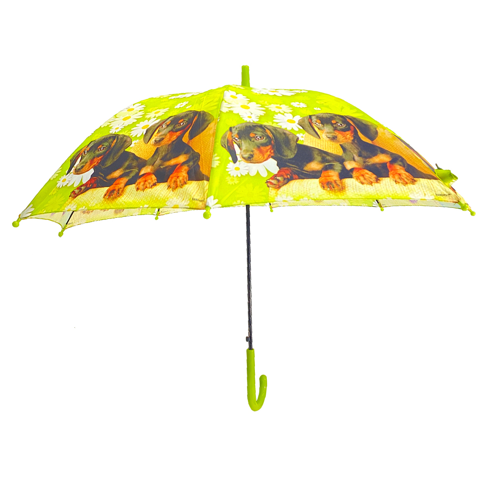 Ovida 17 inch Pongee Fabric chromeplated metal shaft umbrella cute dog pattern kid umbrella