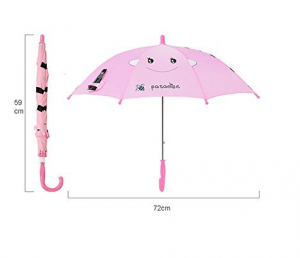 Ovida Heißer Verkauf Manuell geöffneter Regenschirm Lächeln Niedliches Muster Streifen Benutzerdefinierter Druck Kunststoff J-Form Kinderschirm