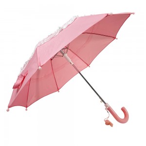 Ovida 19-calowe różowe koronkowe parasole przeciwdeszczowe z gwizdkiem parasol ochronny OEM