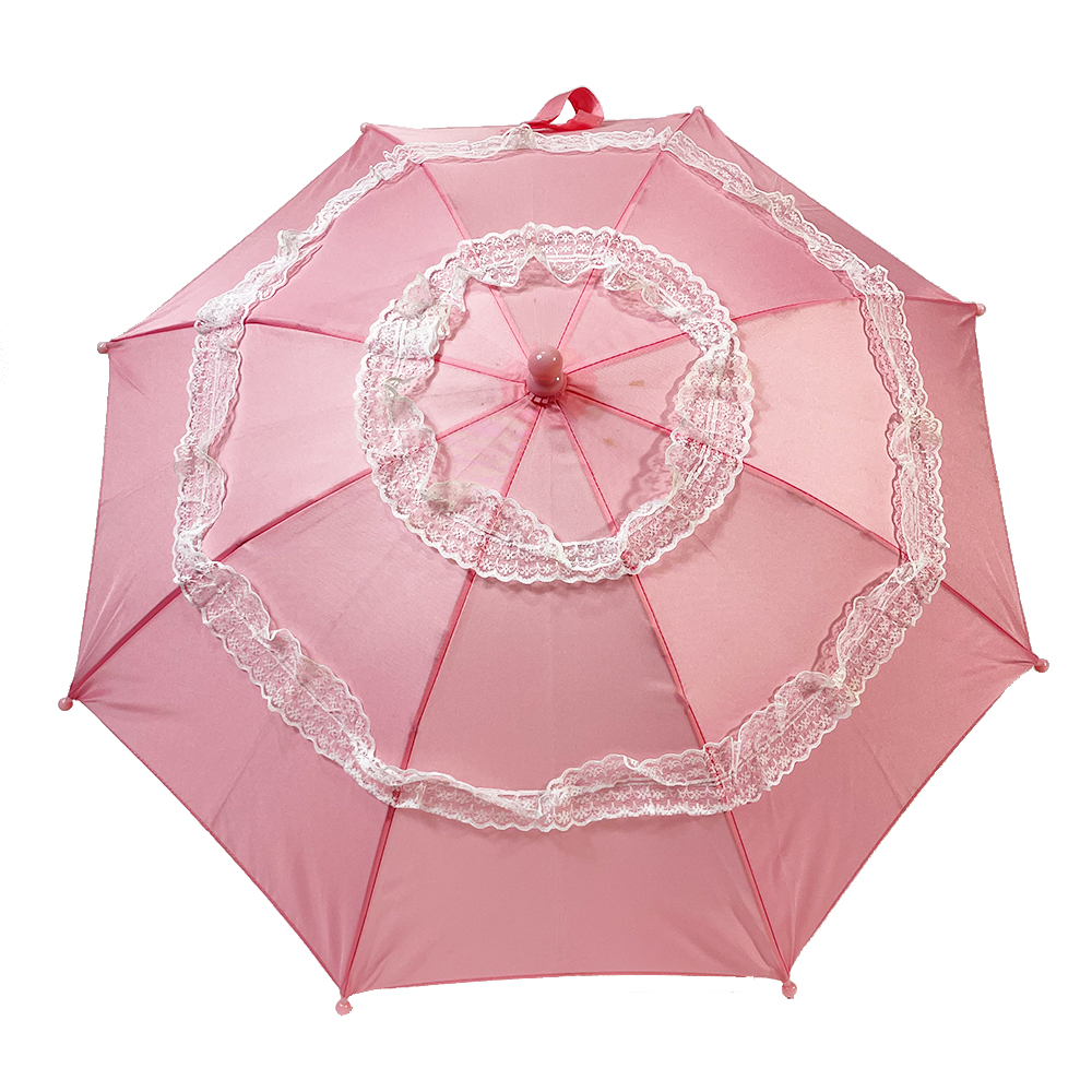 Ovida Hot Sell Automatic Open Umbrella White Lace Cute Custom Imong Logo Plastic J Shape Pink Kid Umbrella