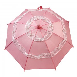 Ovida 19 inch roze kanten regenparaplu met OEM-veiligheidsparaplu met fluitje