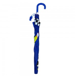Ovida Sıcak satış Otomatik Açık Şemsiye Araba Desen Sevimli Özel Logo Plastik J Şekli Mavi Çocuk Şemsiyesi Kulaklı
