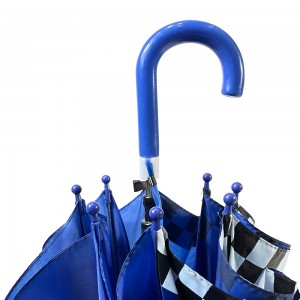 Ovida حار بيع التلقائي مظلة مفتوحة سيارة نمط لطيف شعار مخصص البلاستيك J الشكل الأزرق طفل مظلة مع الأذن