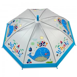 Umbrella Ovida POE Transparent Lovely Shark Kids le suaicheantas teachdaichean Custom Made Prommotional Gift Children Umbrella