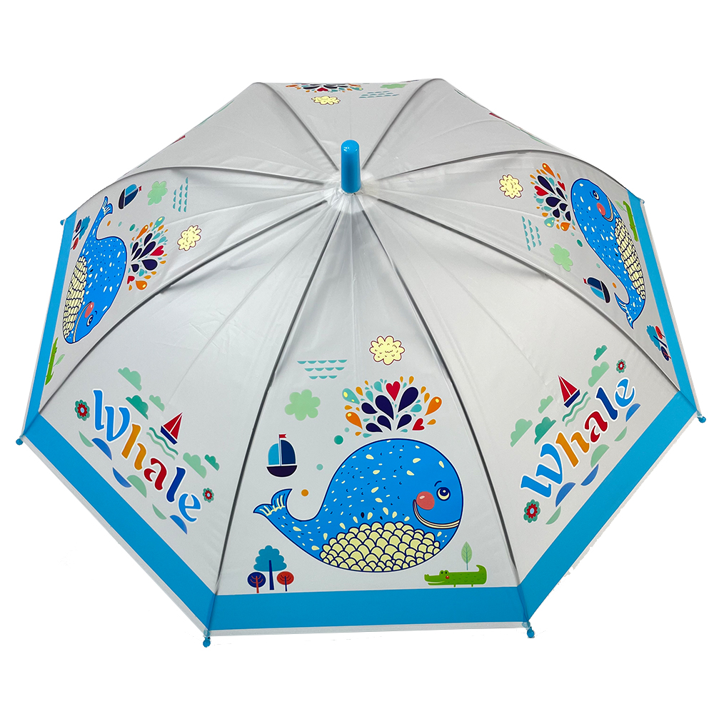 Ovidi visokokvalitetni POE prozirni lijepi dječji kišobran s ajkulom s logotipom klijenata, promotivni poklon za djecu, kišobran