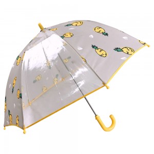 Ovida PVC transparent Kanner Regenschirm mat voller Dréckerei léif Uebst Ananas Kanner Regenschirm