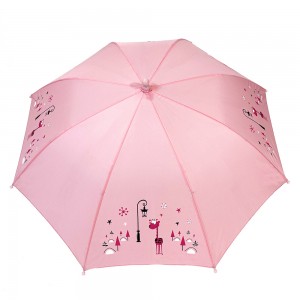 Ovida 190T roosa Pongee Manual avatud sirge roosa vihmavari tüdrukutele värvimuutusega vihmavari laste vihmavari