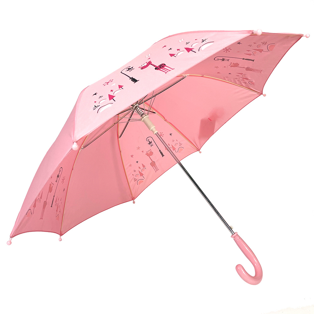 Ovida 190T roosa Pongee Manual avatud sirge roosa vihmavari tüdrukutele värvimuutusega vihmavari laste vihmavari