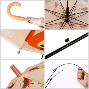 Ovida personaliséiert Design Kanner Regenschirm Lotus Blat fir 19 Zoll 8 Rippen super winddicht a Sécherheetsparaplu