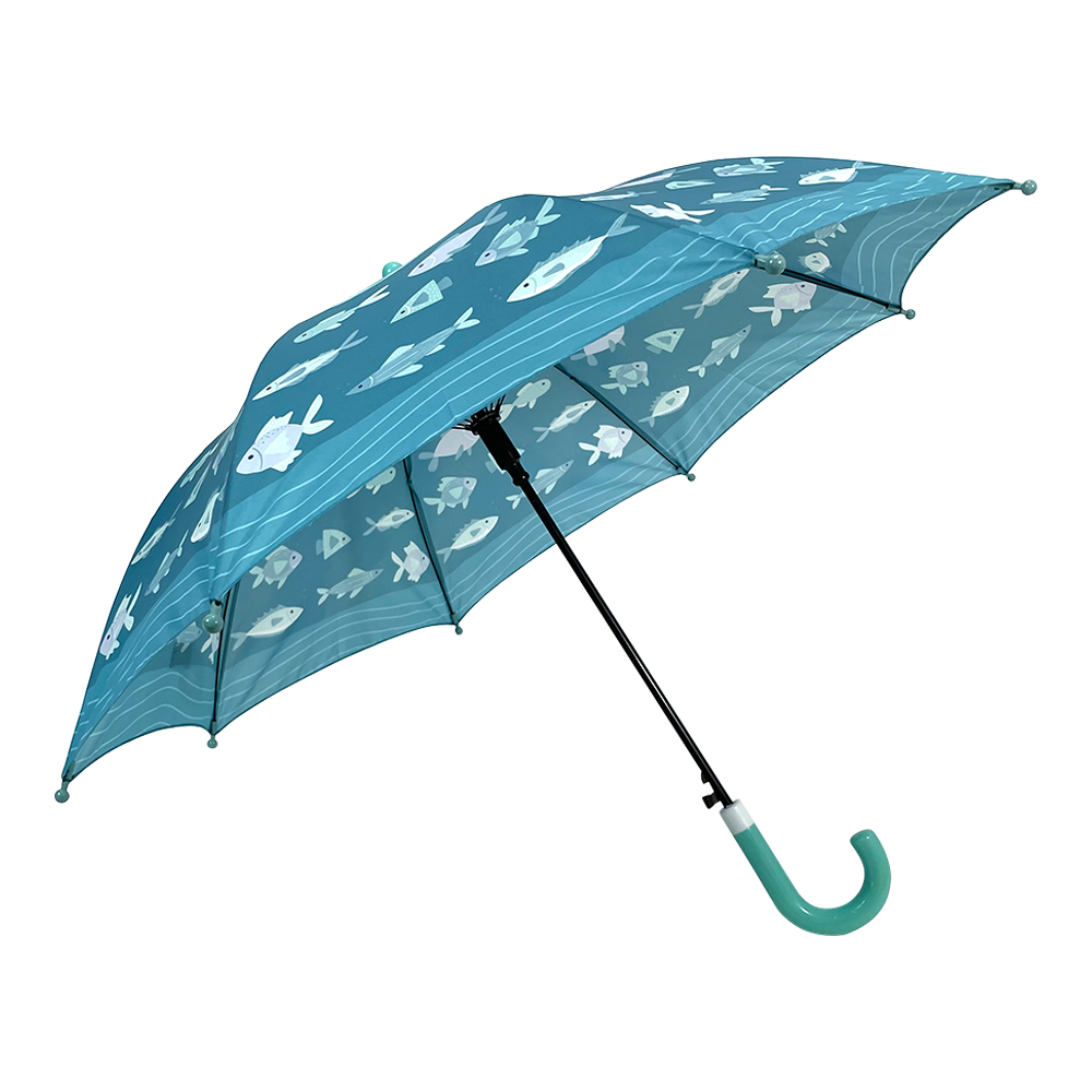 Impression de parapluie d'enfants d'Ovida avec le parapluie fait sur commande de modèle de poissons et de mer avec le logo