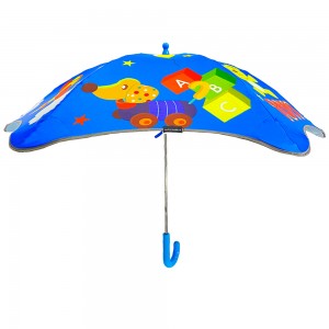 Ovida Round Corner Ny design Små barn Säkerhet Lättöppna barnparaply med svart belagt tyg rakt paraply för barn Present