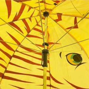 Ovida Levné Roztomilý ruční otevřený Nejnovější Lehký větruodolný Sublimační Roztomilý lev Kreslený deštník Animal Ear Kid s bezpečnostním tlačítkem