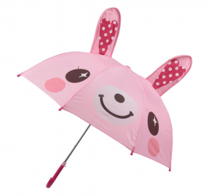Ovida Pink Rabbit 3D Animal Kids Umbrella Mei Custom Logo Feilich Hânlieding Iepenje en slute Hege kwaliteit Foberglass Kids Umbrella