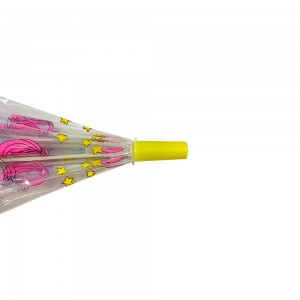 چتر Ovida 19 اینچ دستی باز الگوی تکشاخ POE/PVC رنگی چاپ سفارشی چتر شفاف با دسته پلاستیکی