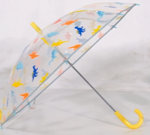 Ovida Odav armas värviline dinosauruse disain kvaliteetse plastmaterjalist laste vihmavari jaoks koos mittetooniliste ja ohutusmaterjalidega