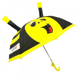 Bonito paraguas Ovida con tejido de poliéster, costillas de plástico, amarillo de seguridad, bonito paraguas para niños con oreja 3d