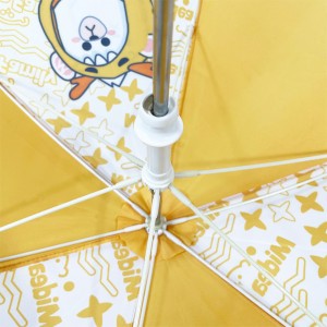 Ovida super wind proof 19 inch manu open long tube with Pongee Fabric yellow colors of outdoor kids umbrella  customized logo and design