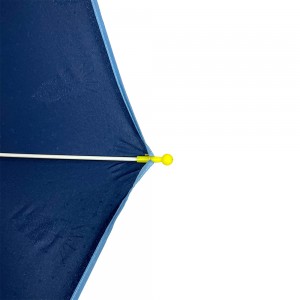 Ovida Kid-ombrelo kun Pongee-Ŝtofo bluaj koloroj de raketo-ŝablono por mola rimeno ĉe la rando de panela forta pluvombrelo