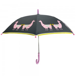Ovida Levné propagační snadné otevření bezpečnostního dětského deštníku s ekologickým materiálem POE čirý ovčí design se žlutým lemováním