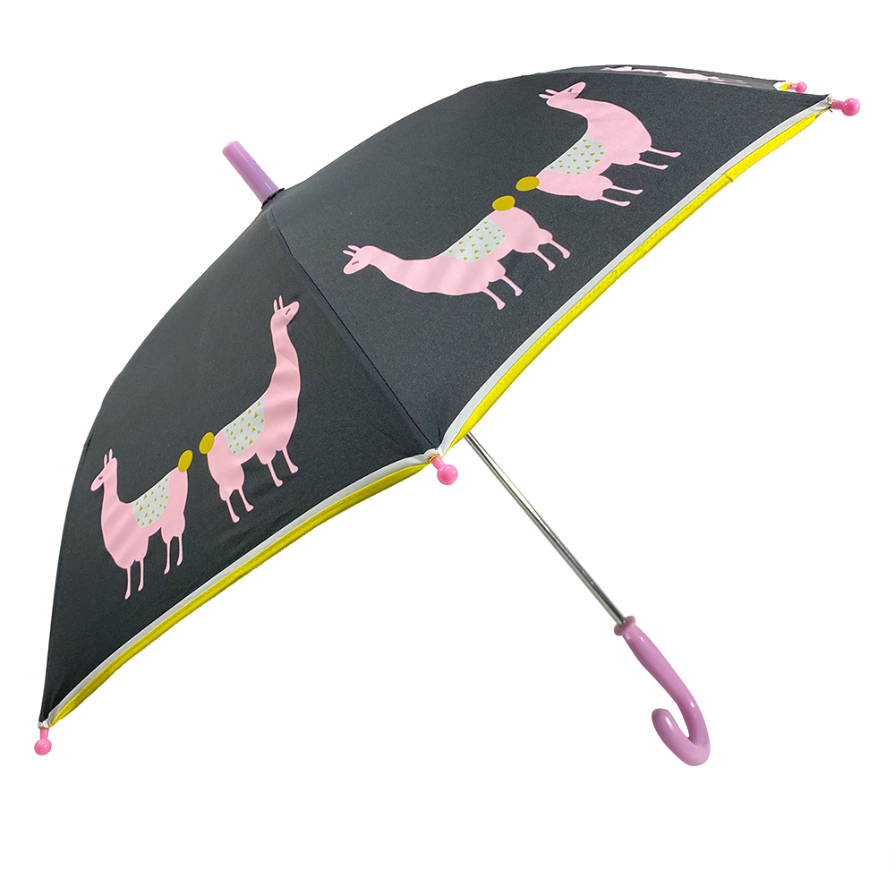 Ovida Cheap promotionnel facile à ouvrir le parapluie de sécurité pour enfants avec matériau POE respectueux de l'environnement conception de moutons clairs avec passepoil jaune