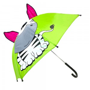 Krásný deštník Ovida s kravským vzorem s plastovými žebry z polyesterové tkaniny bezpečnostní roztomilý dětský deštník s párem 3D uší