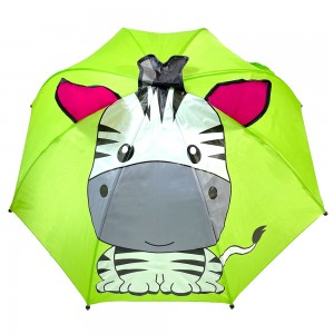 Bonito paraguas Ovida con diseño de vaca con tela de poliéster, costillas de plástico, bonito paraguas de seguridad para niños con un par de orejas 3D