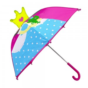 Ovida 2022 Simpatico ombrello da cartone animato da 17 pollici manuale aperto per bambini Modello principessa trasparente creativo con orecchio corona 3D per regalo per ragazze