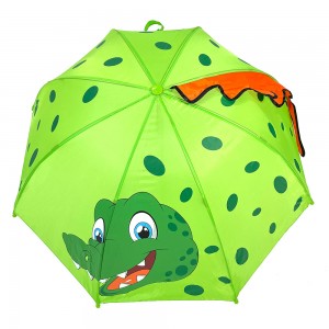 OVIDA 3D Grøn Dinosaur Børneparaply Special Metalramme Børneparaply