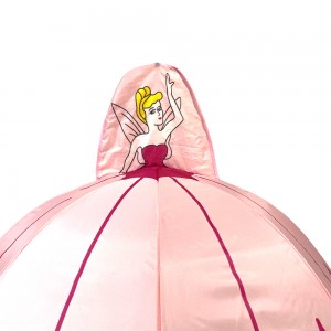 OVIDA Payung Anak Bentuk 3D Khusus Manual Buka Bingkai Logam Payung Hujan Merah Muda