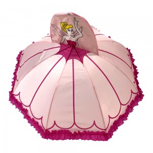 OVIDA Special 3D Shape Kids Umbrella ձեռնարկ Բաց մետաղական շրջանակ Pink Rain Umbrella
