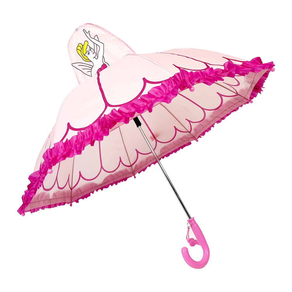 OVIDA Special 3D Shape Kids Paraguas Manual Open Metal Frame Pink Rain Umbrella
