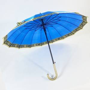 23 palcový 16 žebrový velký luxusní rovný deštník se zlatou rukojetí