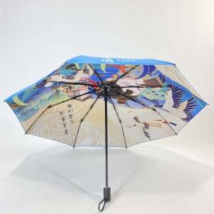 21-дюймовый 8 ребер с ручным открытым цветным покрытием, индивидуальный дизайн, 3-кратный зонт