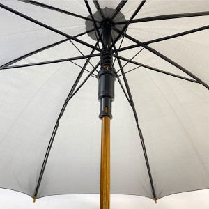 Аўтаматычныя сумкі Ovida з адкрытай драўлянай ручкай J Stick Umbrella Чорны парасон