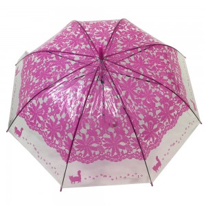 I-Ovida Lady Fashion Transparent Umbrella Imvula kunye ne-Sun Bubble Umbrella ecacileyo yePlastiki Isambrela