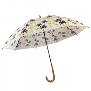 Ovida Transparent Women's Umbrella အကြီးကြီး Clear Rain Umbrella Follower Pattern Waterproof Clear Sun Parasol