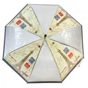 OVIDA Umbrella POE Sekhele sa Plastic Transparent Automatic With Custom Design Pula Print Umbrella