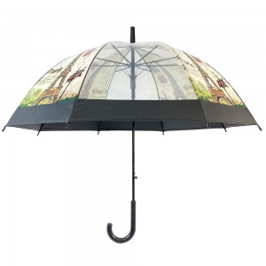 OVIDA Umbrella POE Ombrellë plastike transparente automatike me dizajn të personalizuar Ombrellë me printim shiu