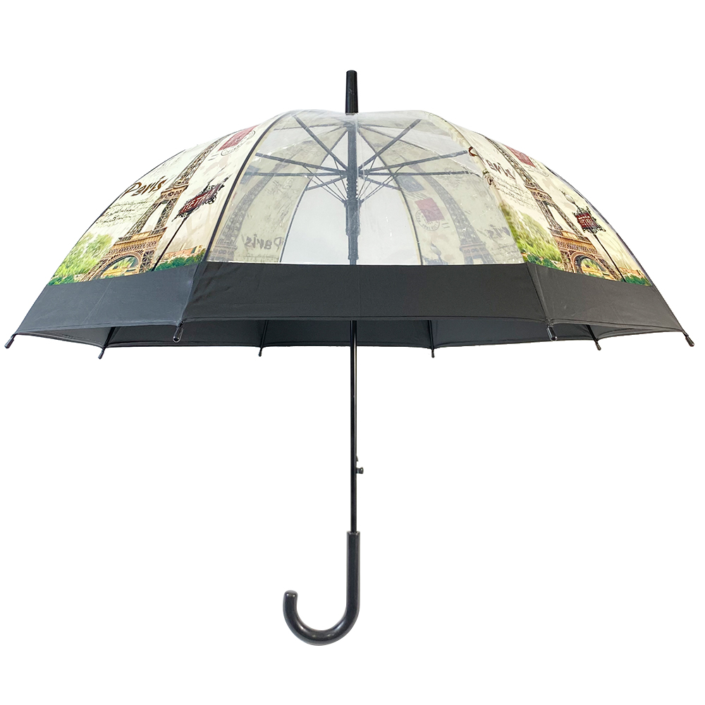 Paraguas OVIDA Paraguas transparente de plástico POE Automático con diseño personalizado Paraguas con estampado de lluvia