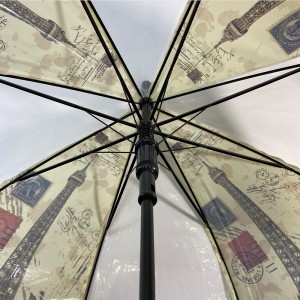 OVIDA Umbrella POE Plastike Transparent Umbrella Automatic hamwe na Customer Design Imvura Icapa Umbrella