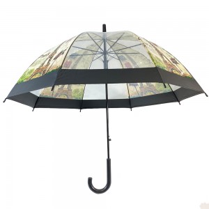 ʻO Ovida autmatic design plastic plastic see thru bubble wind resistant dome clear umbrella