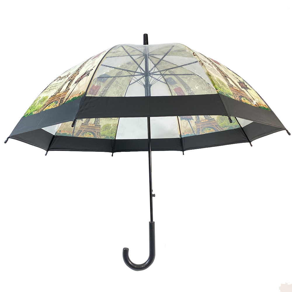 Ovida autmatic custom design plastic doorzichtige bubbel windbestendige koepel doorzichtige paraplu