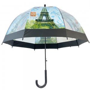 چتر OVIDA Umbrella POE پلاستیکی شفاف اتوماتیک با طراحی سفارشی چتر چاپ باران