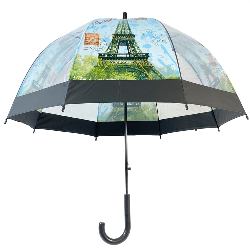 OVIDA Umbrella POE პლასტიკური გამჭვირვალე ქოლგა ავტომატური ინდივიდუალური დიზაინის წვიმის საბეჭდი ქოლგა