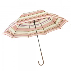 Ovida lange PU-leerhandgreep damesmode froulju oanpaste Japanske paraplu